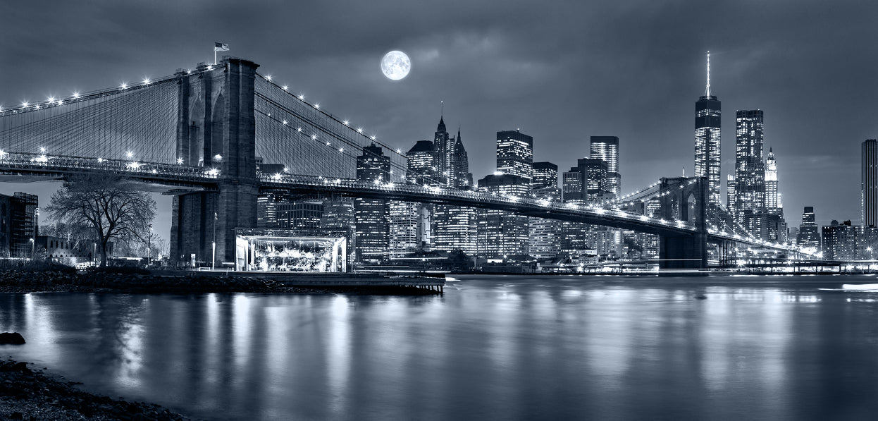 New York City Night View Wallpaper Murals in your room — zoomed