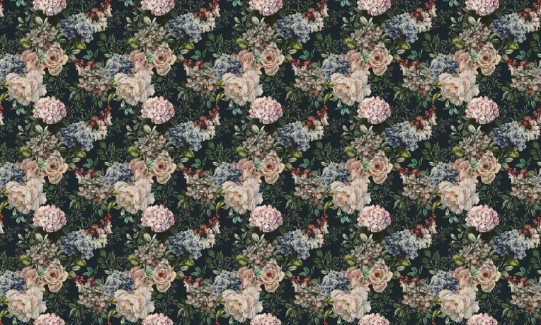 Dunkle Aquarell nahtloser Blumen -Tapete für Wände