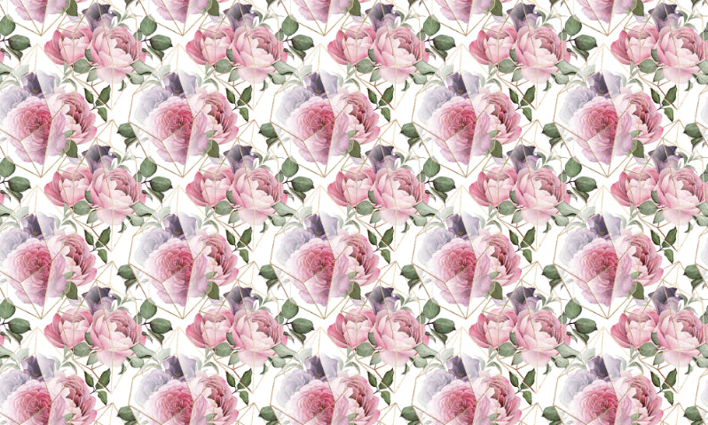 Pink Watercolor Flower Repeat Pattern Wallpaper For Walls