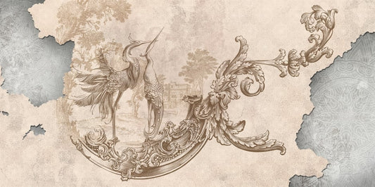 Rococo Beige Color Vintage Design Wallpaper väggmålningar
