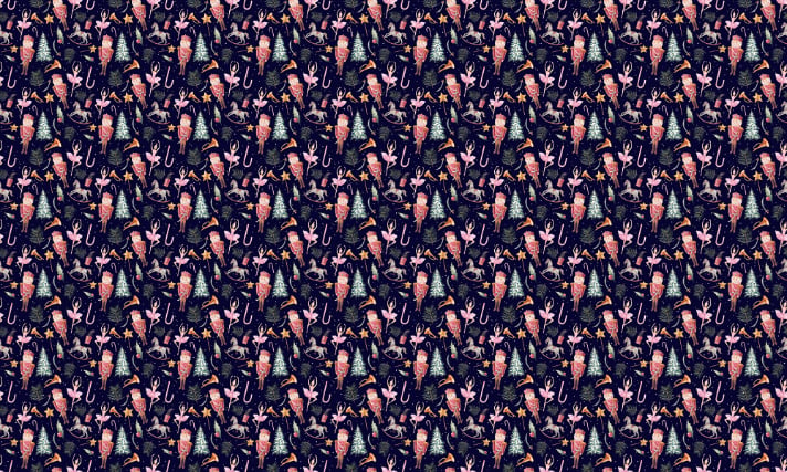 Festive Dancing Dolls Christmas Wallpaper for Kids in your room — zoomed
