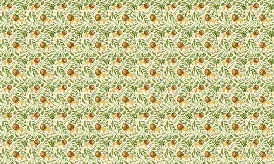 Watercolor Leaves Lion Kids Room Wallpaper For Walls