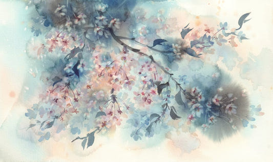 Pastelblomst smukke ferskenfarver tapetmalerier