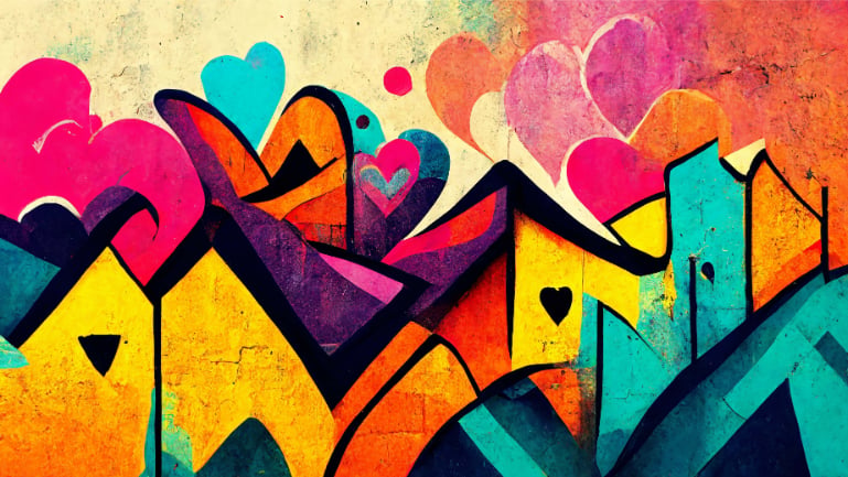 Amour urbain dynamique Graffiti Wall Mural