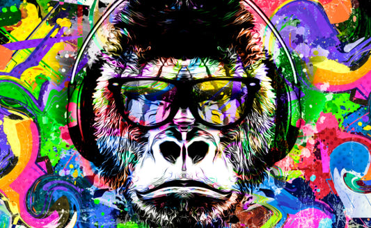 Fond d'écran de graffiti de singe coloré mural