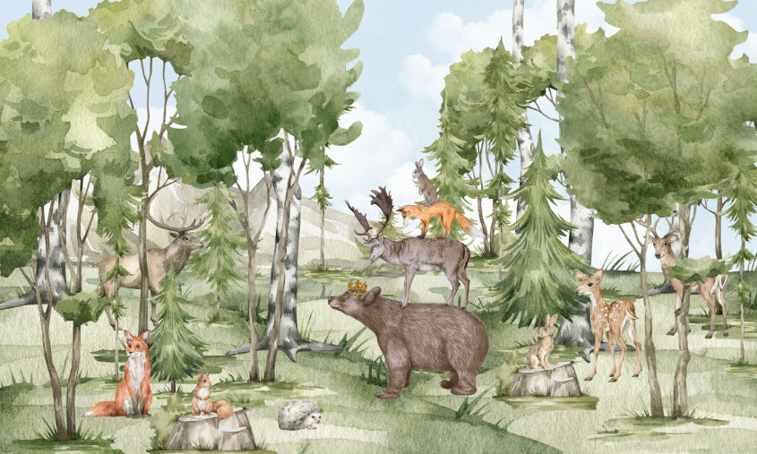 Animal Forest Friend Wall Mural in your room — zoomed