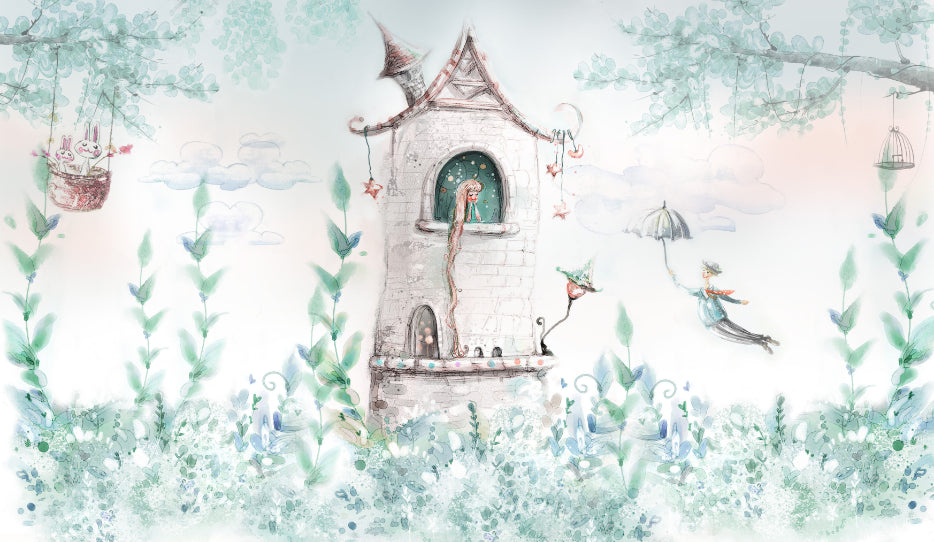 Fairytale Princess Girls Room Room Mural in your room — zoomed