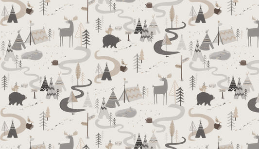 Woodland Adventure Tiermuster Kinder Wallpaper