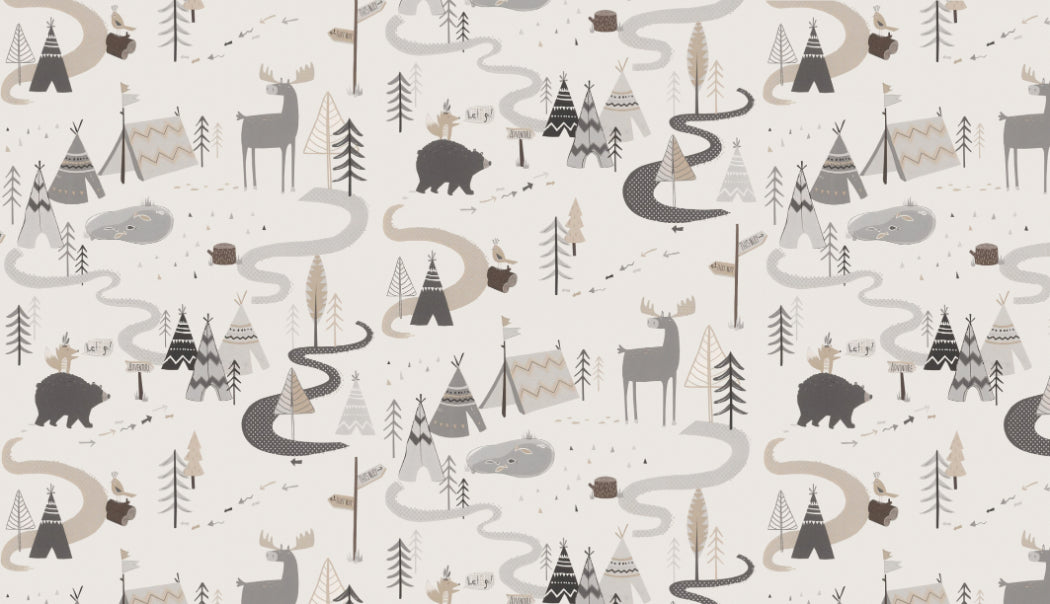 Woodland Adventure Tiermuster Kinder Wallpaper