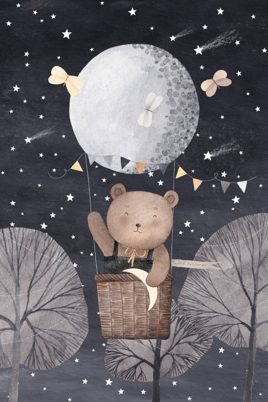 Starry Night Bear Ballon Wall Wandbild
