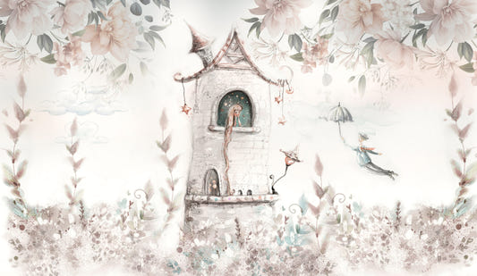 Floral Princess Tower Tapete für Kinder