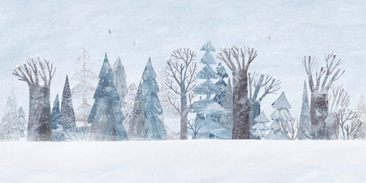 Murale del muro della foresta del paese delle meraviglie invernale