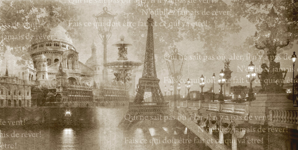 Vintage Paris Landmarks Collage Wall Mural in your room