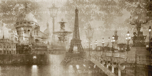 Vintage Paris Landmarks Collage Mauer Wandgemälde