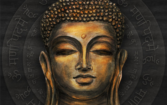 Golden Buddha Script Halo Mural
