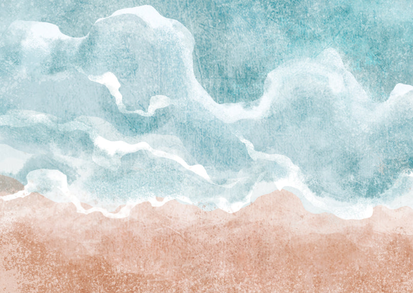 Boho Sea Beach Waves Mur Mural in your room — zoomed