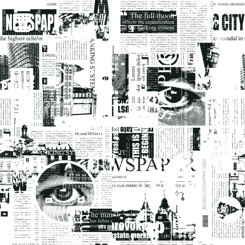 Urban Zeitungspapier Wandgemälde in your room — zoomed