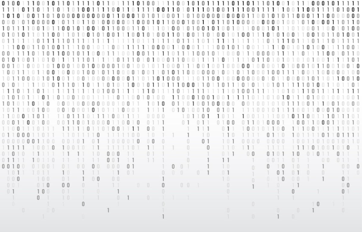 Digital Binary Code Wall Mural in your room — zoomed