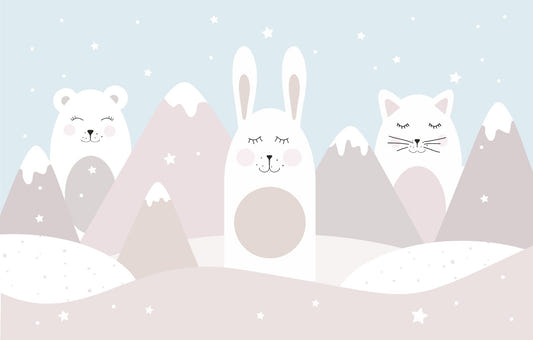 かわいい動物キッズルームウォール壁画