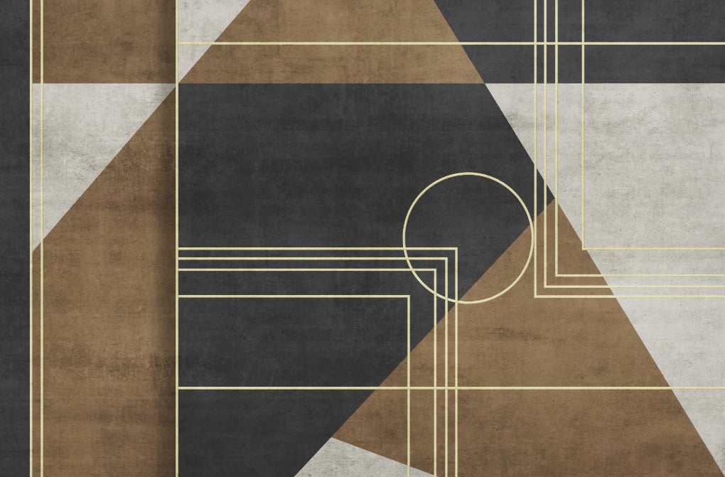 Geometrische abstractie wandmuurschildering in your room — zoomed