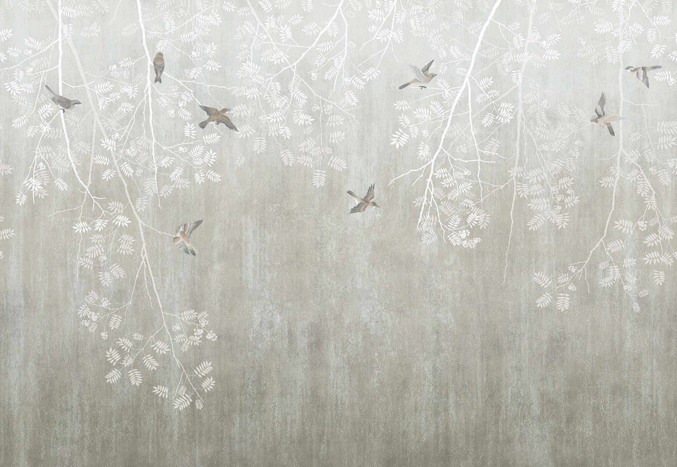 Boho Birds Beige Elegance Wall Mural