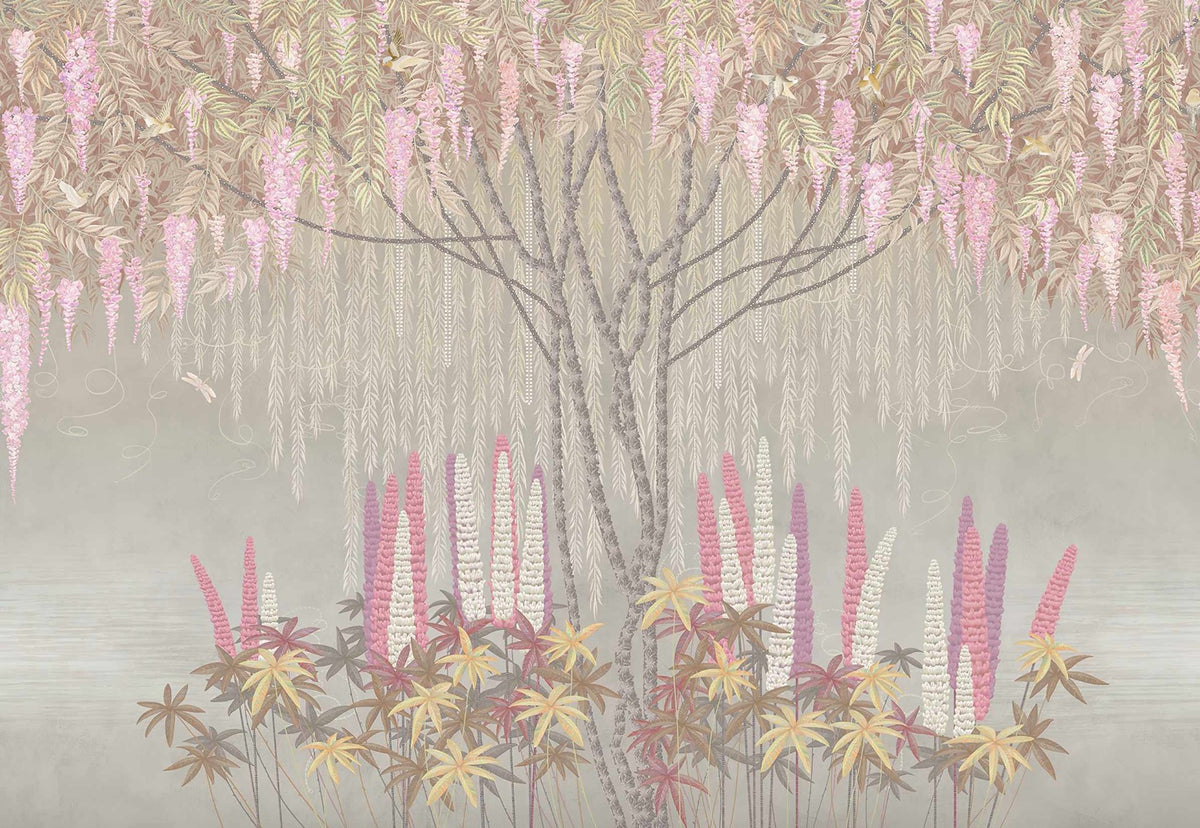 Historiske nuancer wisteria vægmaleri