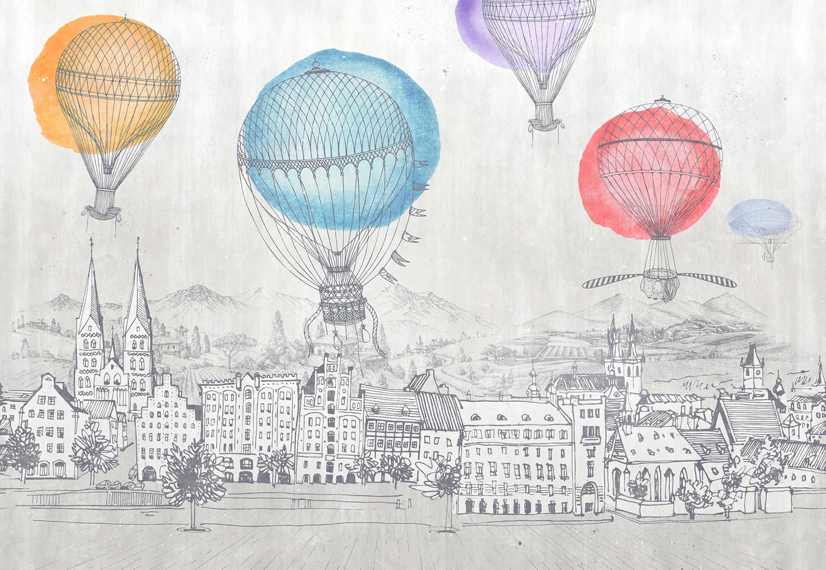 Skyscape Aerostat Ascentension Mural in your room — zoomed