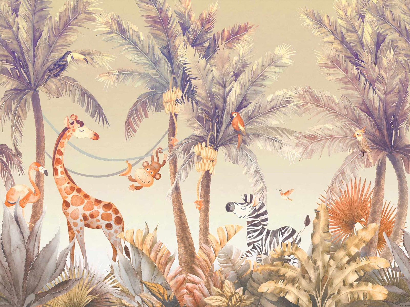 Jungle Jubilation Odyssey Wall Mural in your room — zoomed