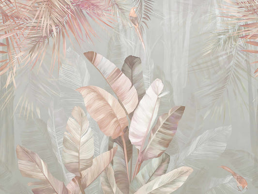 Palette pastel feuilles tropicales murales murales
