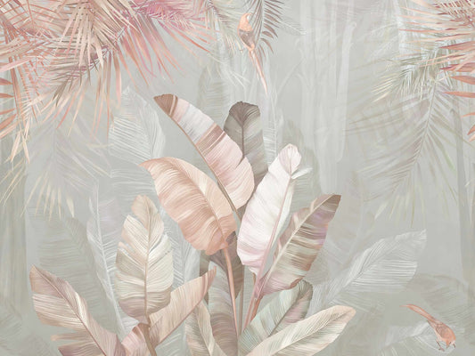 Pastel Palette Tropical Leaves Wall Mural