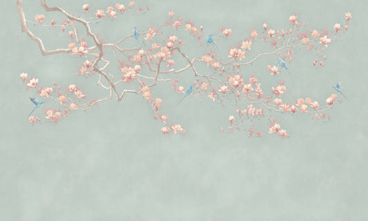 Emerald echoes Chinoiserie Vogel Wandmalerei