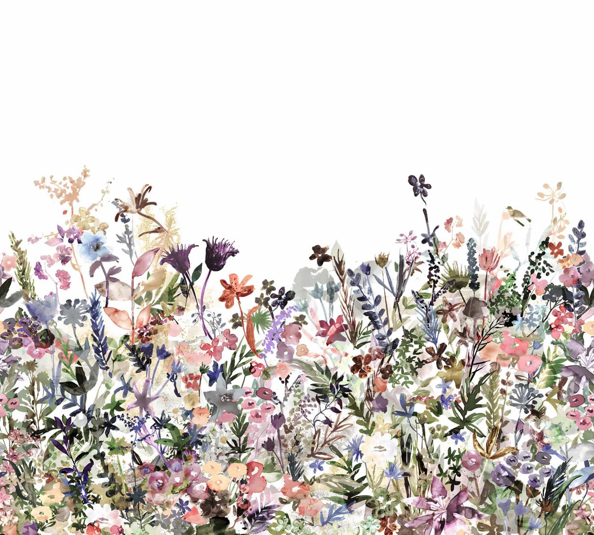 Aquarellblumenwiesen Wandmalerei in your room — zoomed