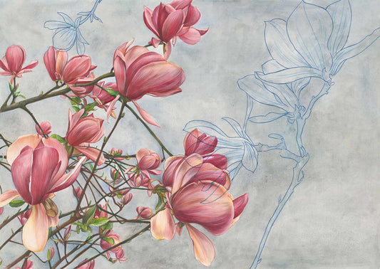 Blommande skönhet magnolia vägg väggmålning