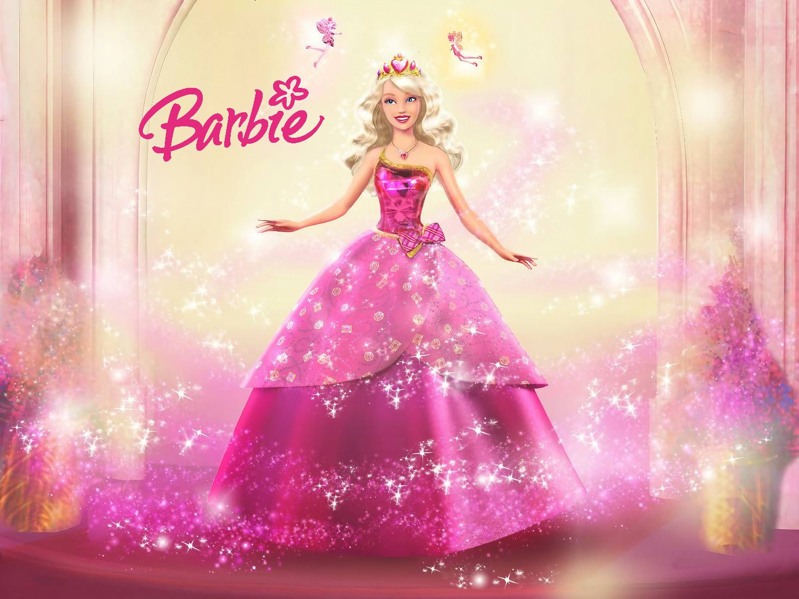 Murale de tapet roz roz Barbie Barbie in your room — zoomed