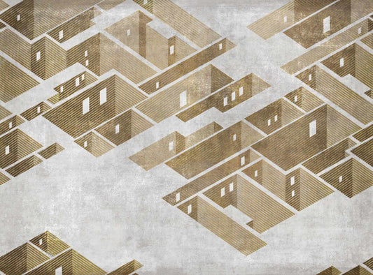Cityscape Axonométric View Wallpaper Mural