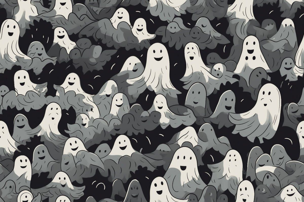 Fond d'écran Halloween Ghosts en noir et blanc