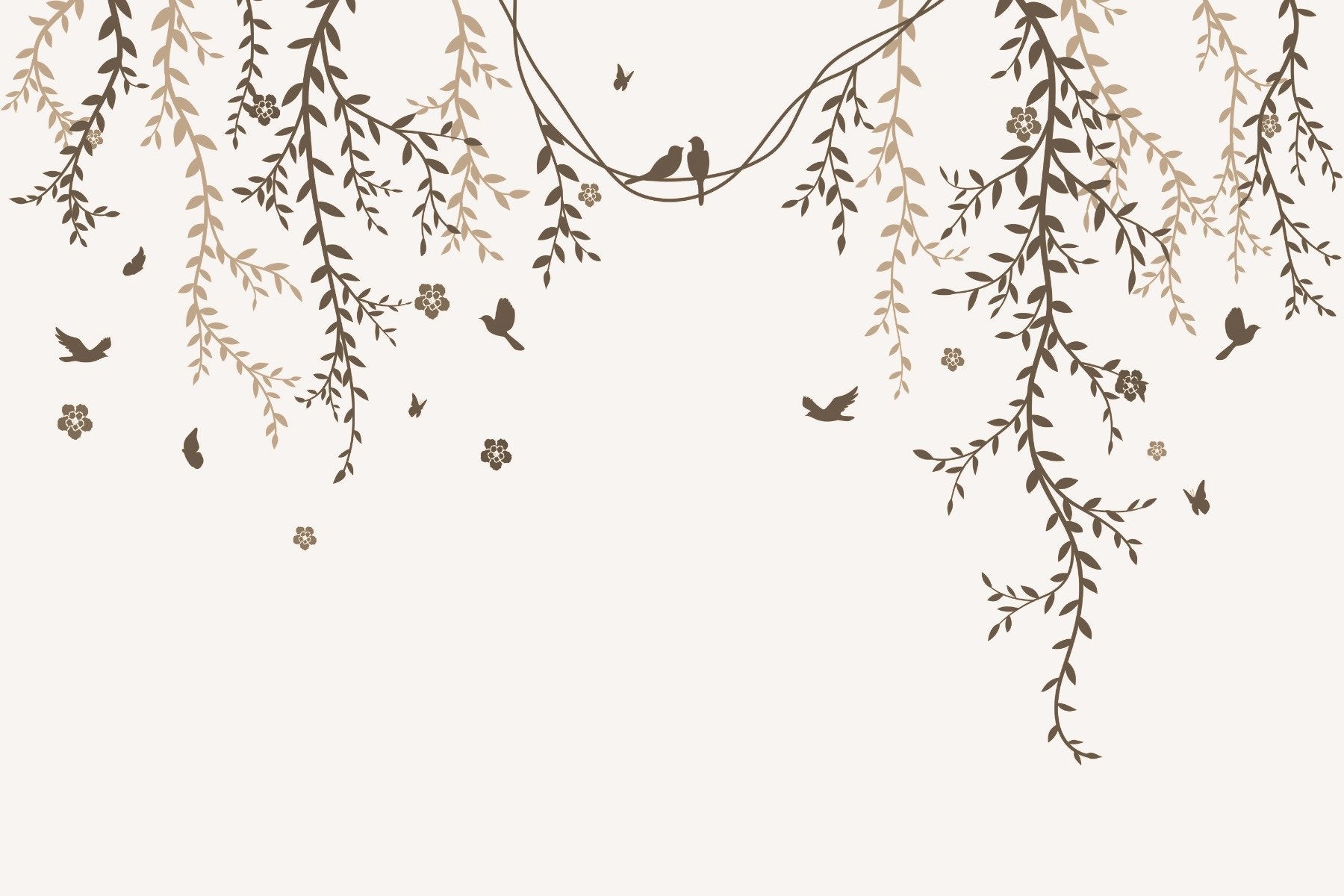 Lyrische Blätter Wandwallpaper in your room — zoomed