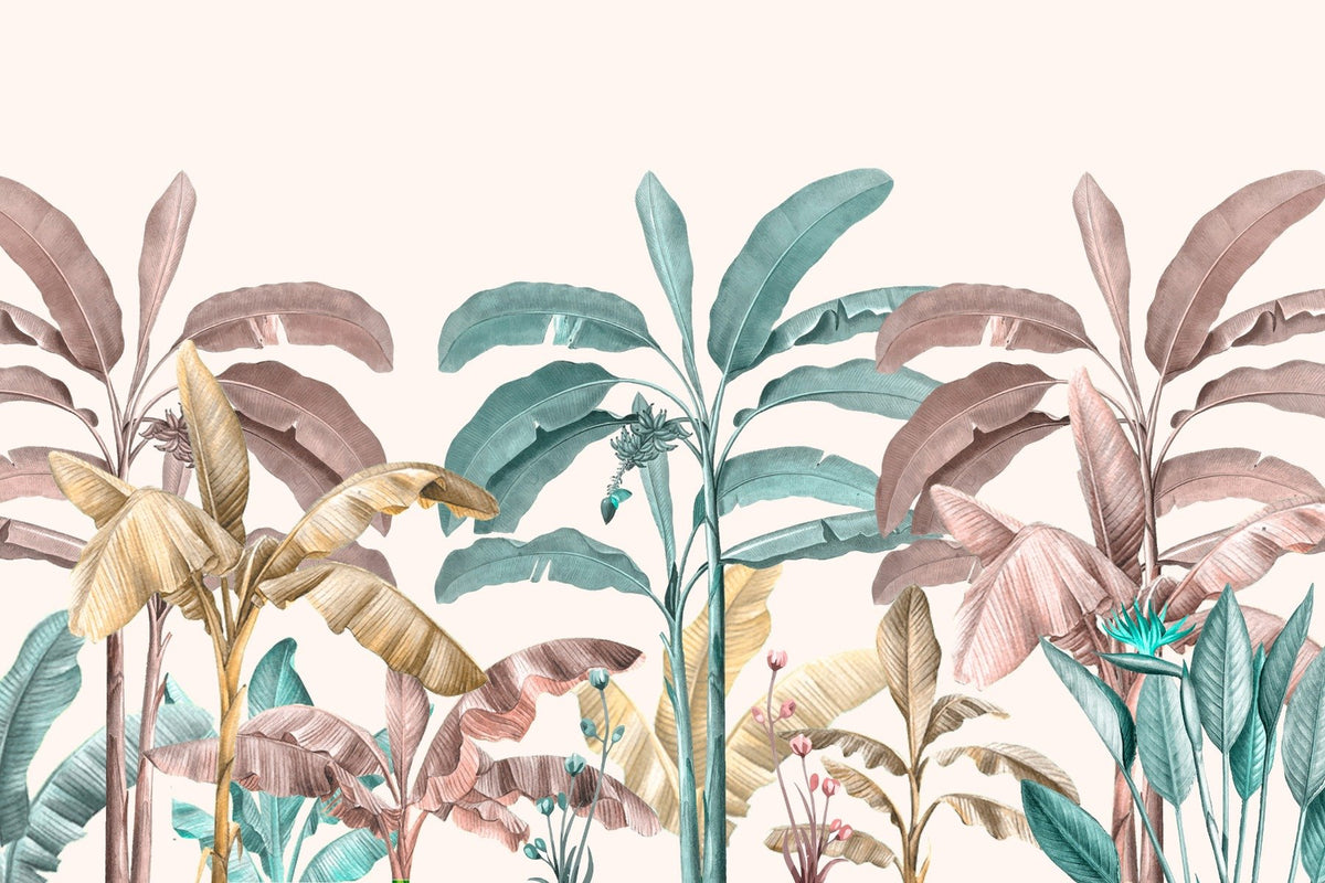 Watercolour Plantain Leaf Mural in your room
