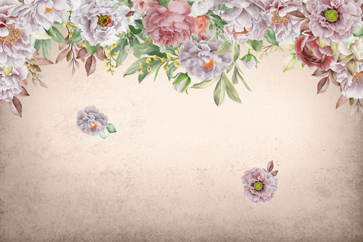 Rouge Peony Paradise Wallpaper Wandbild in your room — zoomed