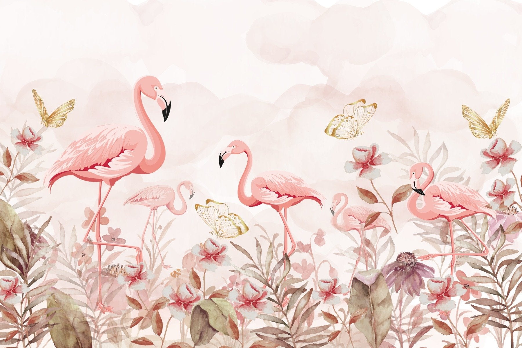 Flamingo Serenade tapet väggmålning