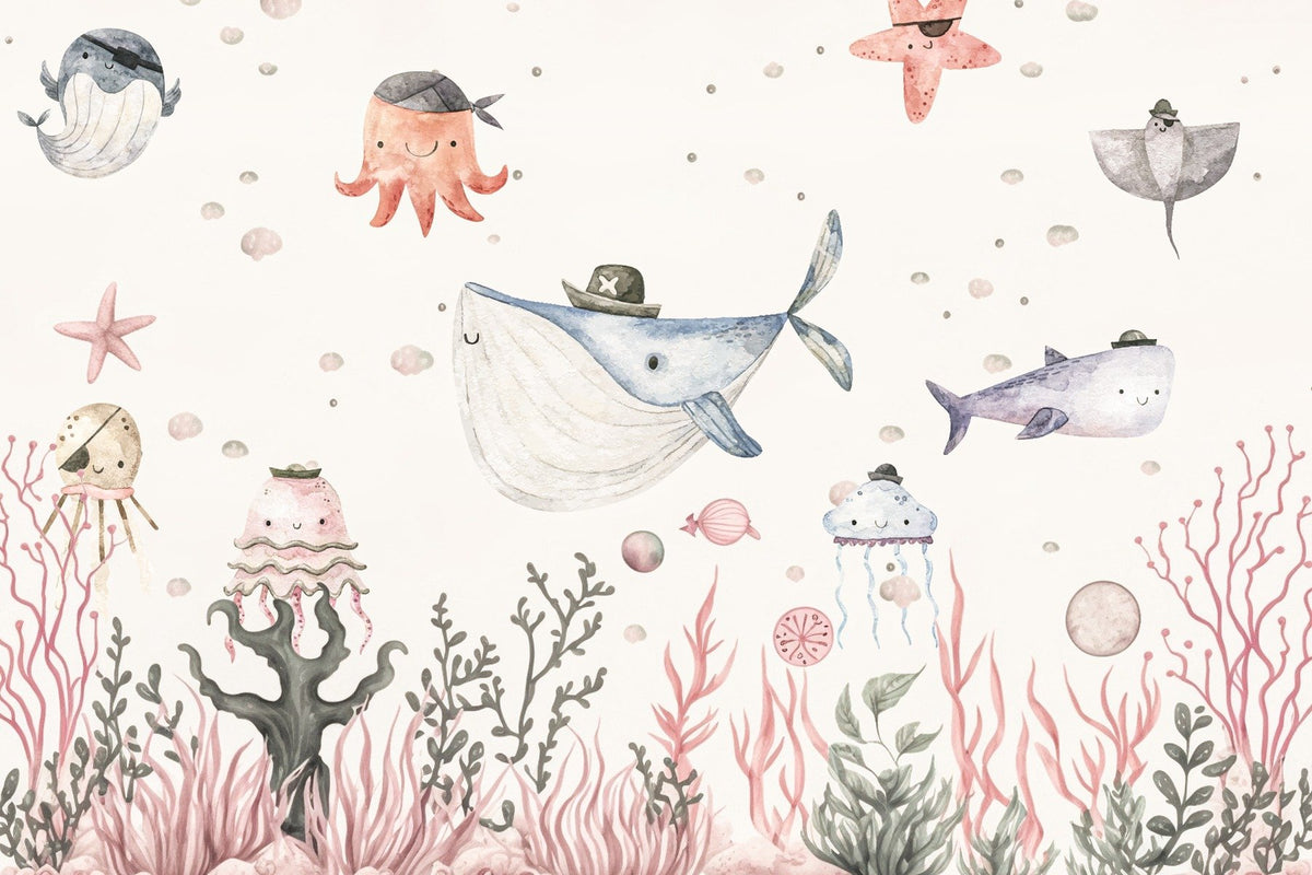 Maritime Mischief Aquarium Mural in your room — zoomed