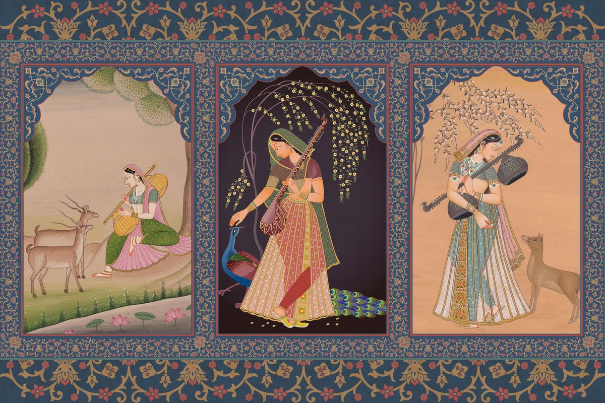Murale de mur de princesse indienne historique