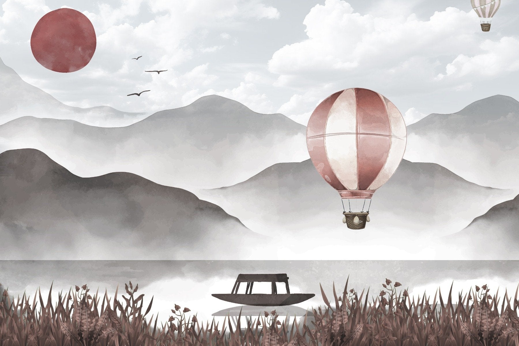 Misty Vârfuri Murale cu balon cu aer cald