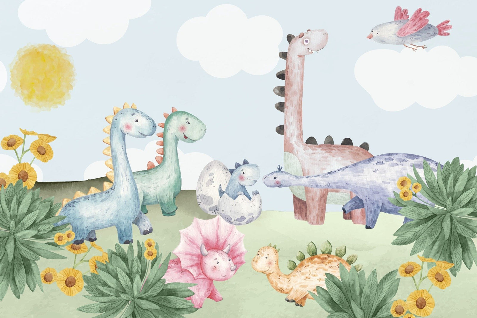 Dino Freude Kinderzimmer Wandmalerei