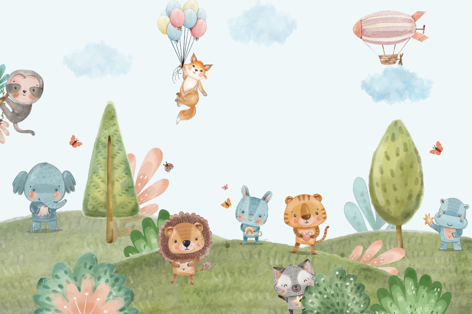 Jubilant Jungle Criters Wall Mural