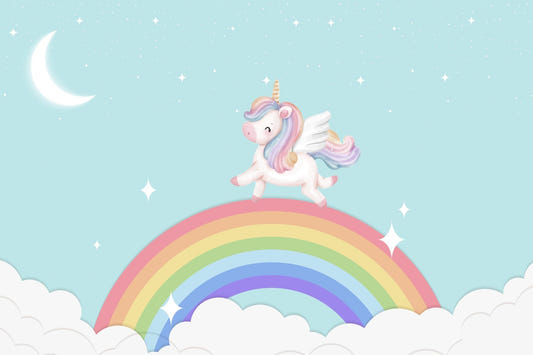 Starlit Rainbow Unicorn Wall Wandbild