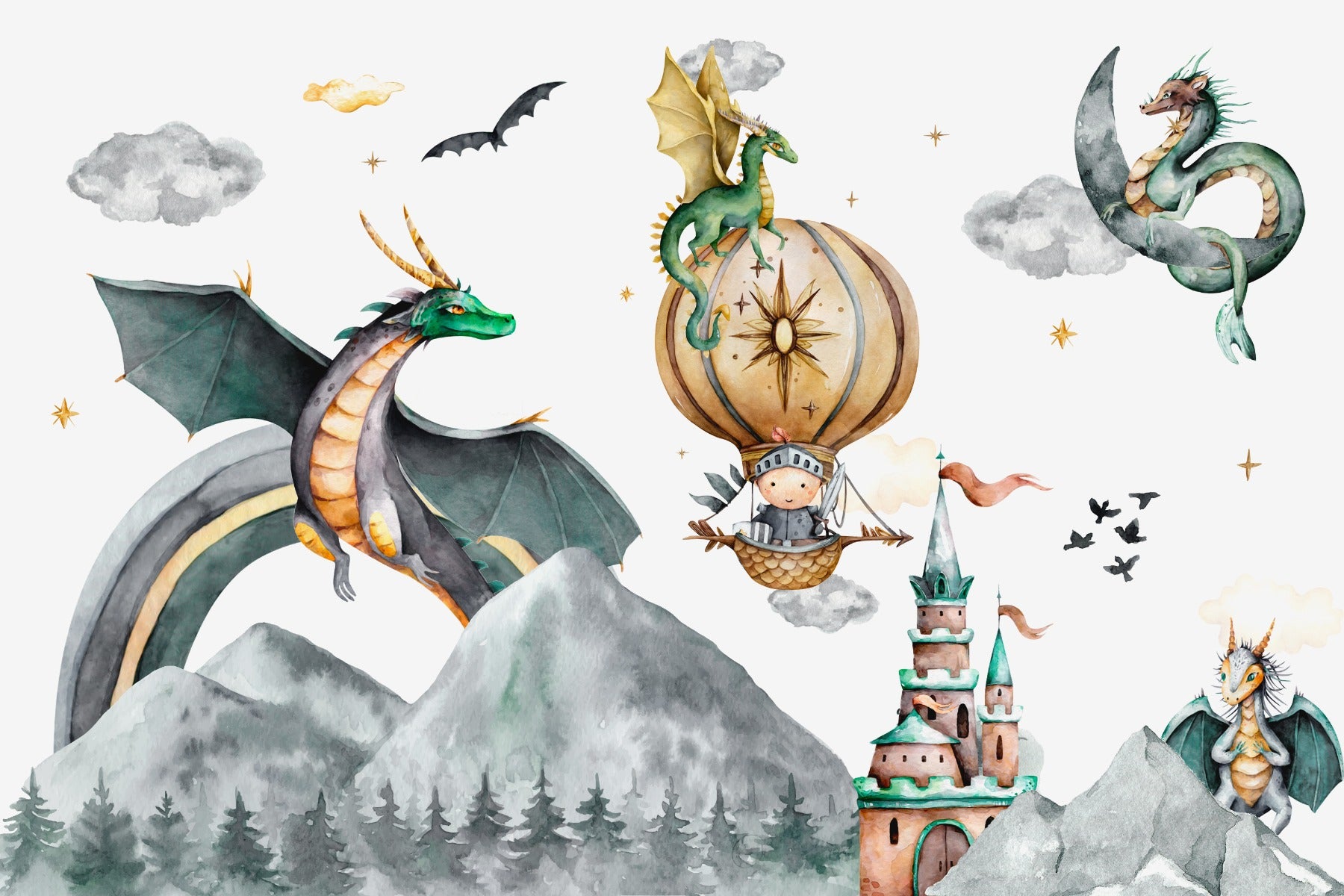 Mystical Mountain Dragon Tapete