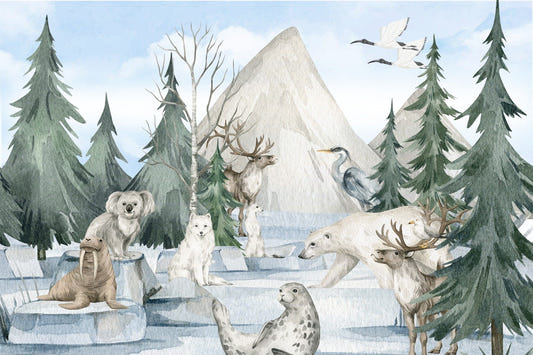 Majestätische Wildtier -Wandgemälde gefrorener Grenze