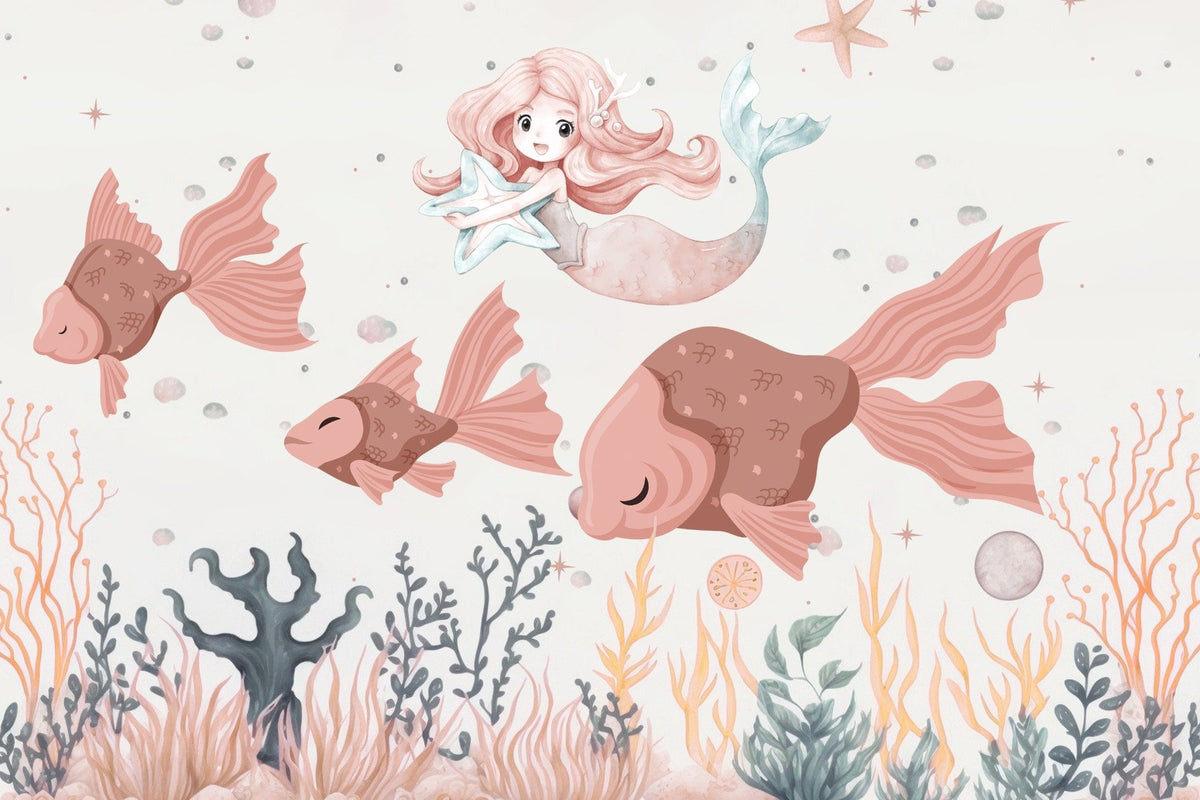 Mermaid Enchanted Reef Mural in your room — zoomed