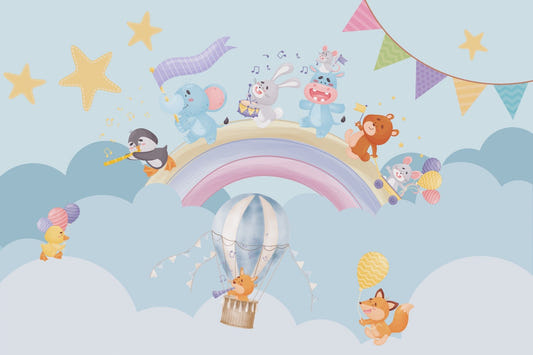 Musikalische Tiere Regenbogenparade Wandgemälde